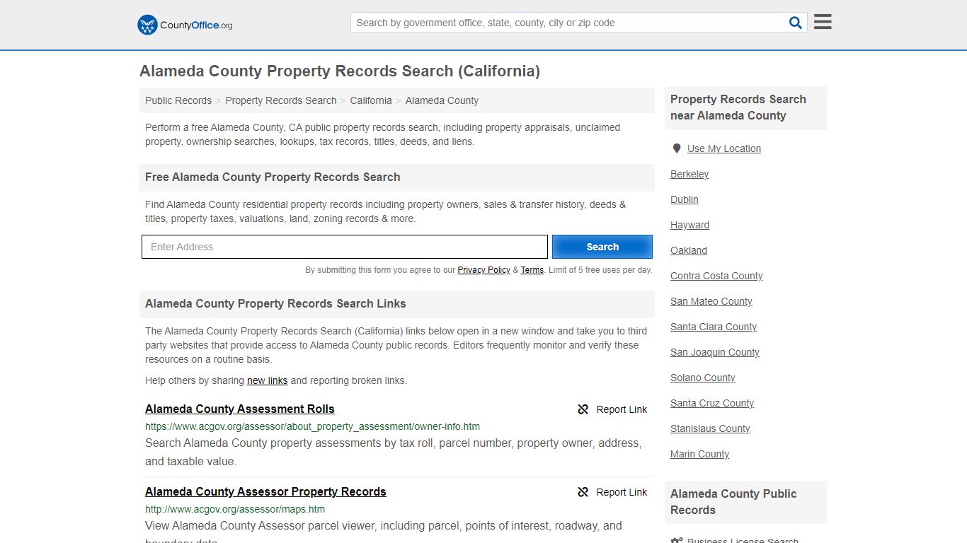 Property Records Search - Alameda County, CA (Assessments ...